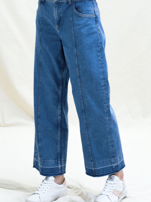Alaya Wide Leg Crop Jeans | Blue