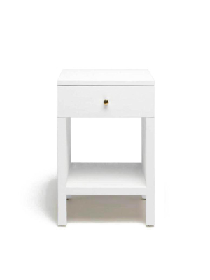 Maris Single Nightstand Designer White Faux Belgian Linen