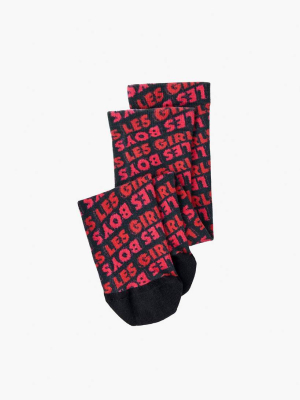 Fuzzy Print Socks Black