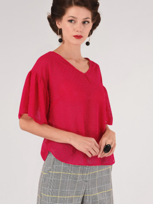 Pink Frill Sleeve Top