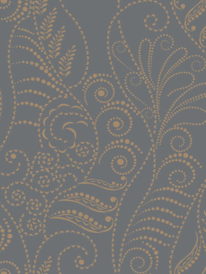 Modern Fern Wallpaper In Gold On Charcoal From The Breathless Collection By Candice Olson For York Wallcoverings