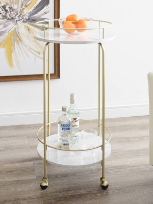 Faux Marble Modern Bar Cart White Marble - Saracina Home