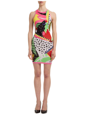 Balmain Abstract Intarsia Knitted Mini Dress