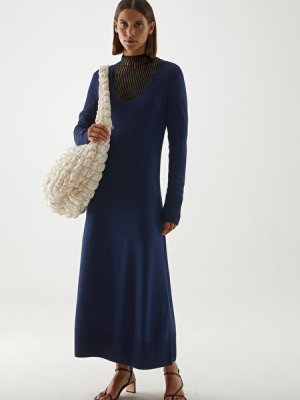 A-line Long Sleeve Knitted Dress