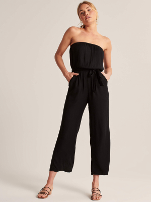 Strapless Tie-waist Jumpsuit