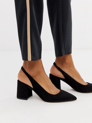 Asos Design Samson Slingback Mid Heels In Black