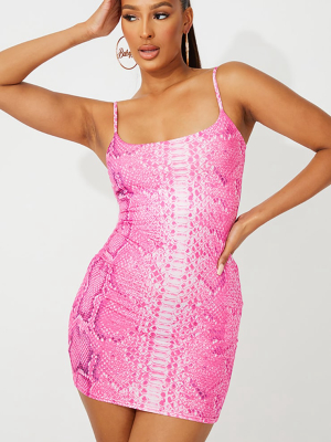 Pink Snake Print Slinky Bodycon Dress