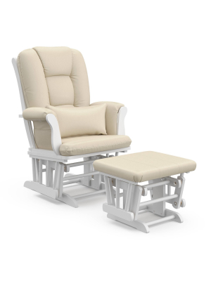 Storkcraft Tuscany White Frame Glider And Ottoman