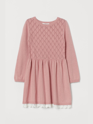 Lace-trimmed Knit Dress