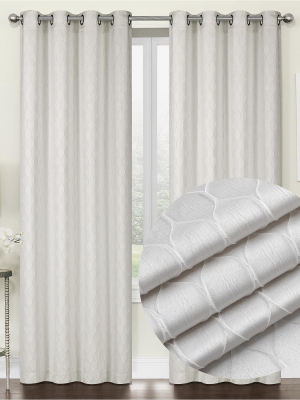 2 Pack: Kate Aurora Modern Lattice Semi Sheer Window Curtain Panels