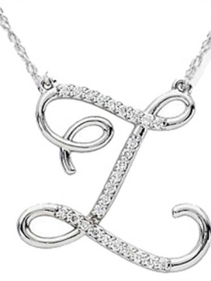 Pompeii3 Diamond "z" Initial Pendant 18" Necklace 14k White Gold