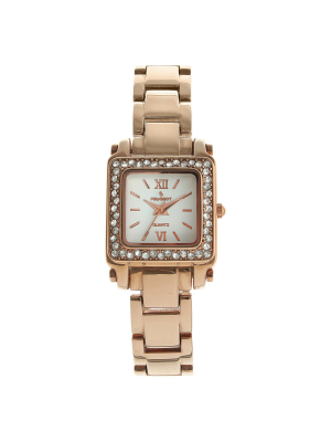 Women's Peugeot Crystal And White Dial Watch With Crystals From Swarovski - Rose Gold