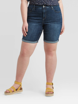 Women's Plus Size Mid-rise Bermuda Jean Shorts - Universal Thread™