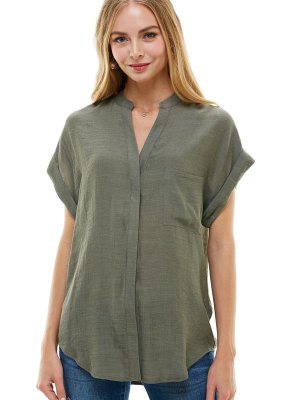 Gauze Loose Fit Button Front Pop Over Shirts