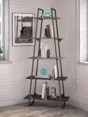 71.85" Refinery A Frame Bookshelf Rustic Gray - Bush Furniture