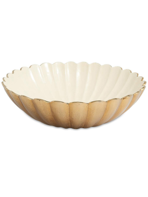 Julia Knight Peony 15" Round Bowl In Gold Snow