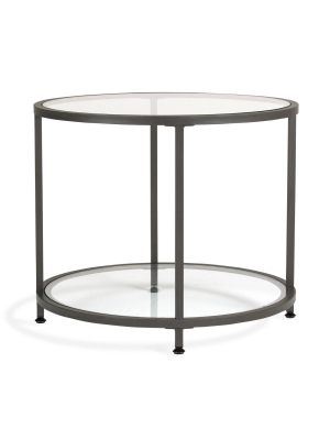 26" Camber Modern Glass Round End Table - Studio Designs