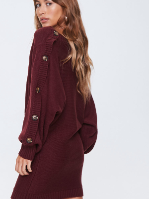 Button-trim Sweater Dress