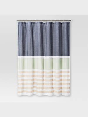 Textured Stripes Shower Curtain Indigo - Threshold™