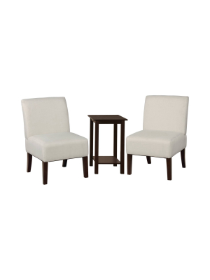 3pc Chastain 2 Chairs 1 Accent Table Wood - Mibasics