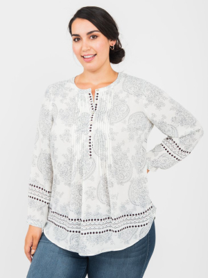 Mila Printed Button-front Top (plus Size)