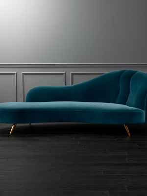 Copine Peacock Velvet Curved Chaise Lounge