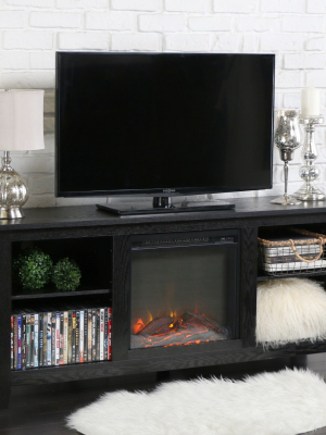 Black Wood Tv Stand With Fireplace 58" - Saracina Home