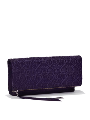 Gabriel Leather Fold Over Clutch, Purple