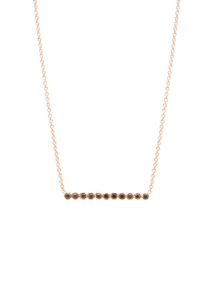 14k Tiny Black Diamond Bezel Bar Necklace