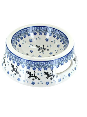 Blue Rose Polish Pottery Dog Bowl