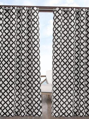 Set Of 2 Bamboo Trellis Indoor/outdoor Light Filtering Grommet Top Curtain Panel - Exclusive Home