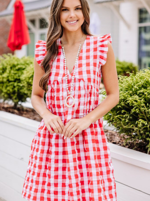 Looks Like Fun Red Gingham Babydoll Dress