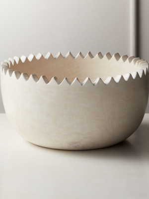 Chop Whitewash Wood Bowl