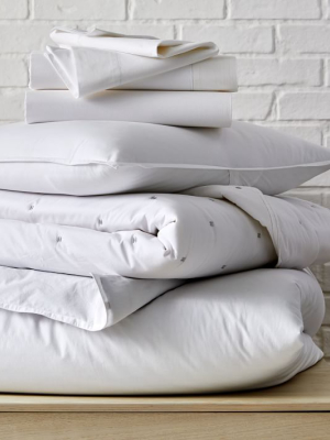 Organic Washed Cotton Percale Styled Bedding Set - Stone White