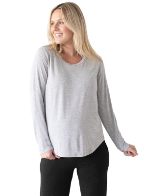 Bamboo Nursing & Maternity Long Sleeve T-shirt | Grey Heather