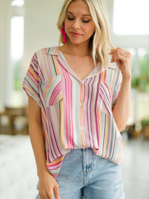 This Is The Day Pink Striped Top