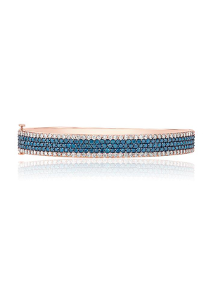 Effy Bella Bleu 14k Rose Gold Blue And White Diamond Bangle, 4.47 Tcw