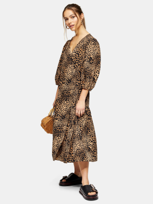 Petite Animal Print Kimono Wrap Dress