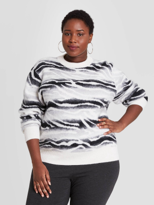 Women's Animal Print Crewneck Pullover Sweater - A New Day™