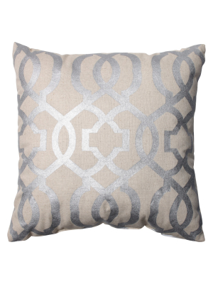 Pillow Perfect Geometric Throw Pillow - 16.5"x16.5" - Silver/linen