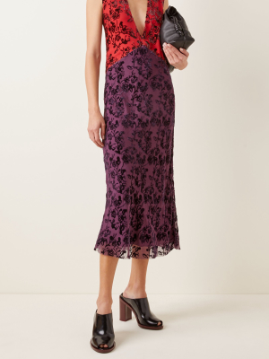 Floral-embroidered Chiffon Dress