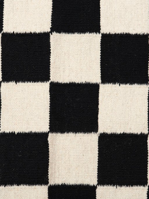 Checkmate Flat-weave Rug, Black