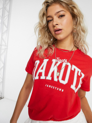 Missguided T-shirt With Graphic In Red