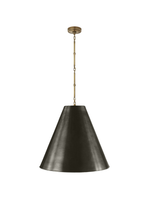 Goodman Large Hanging Lamp In Hand-rubbed Antique Brass With Bronze Shade