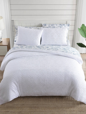 Textured Waffle Duvet Cover Set White - Tommy Bahama