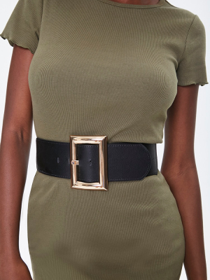 Faux Leather Wide Waist Belt