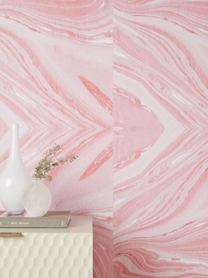 Chasing Paper Pink Marble Removable Wallpaper - Pink