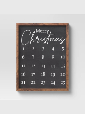 14" X 18" Christmas Calendar Framed Wall Print Vintage Black - Threshold™