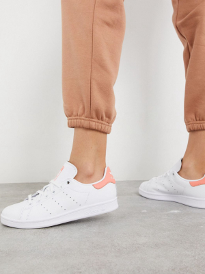 Adidas Originals Stan Smith Sneakers In White And Coral