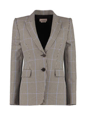 Alexander Mcqueen Houndstooth Single Breasted Blazer